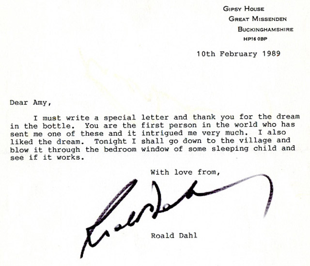 Roald Dahl levele, 1989